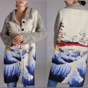 Anthropologie THE GREAT WAVE Funnel Neck Sweater Coat medium $380 boho bohemian